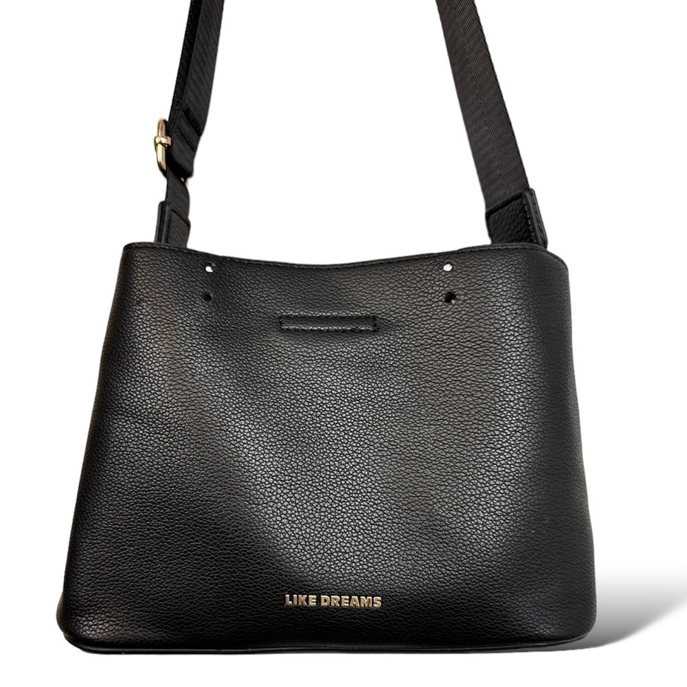 NEW Vegan Pebble Leather Mini Bucket Crossbody Like Dreams Multi Use Thick Strap